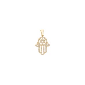 Anhänger Fatimas-Hand 750/18 K Gelbgold mit Diamanten 0.45 ct H/si