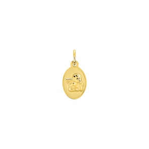 Anhänger oval 750/18 K Gelbgold Schutzengel