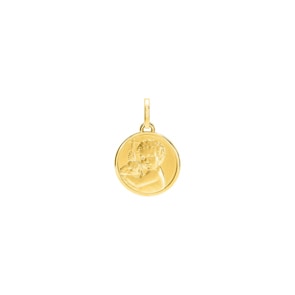 Anhänger rund 375/9 K Gelbgold Schutzengel mit Lamm Ø 13mm