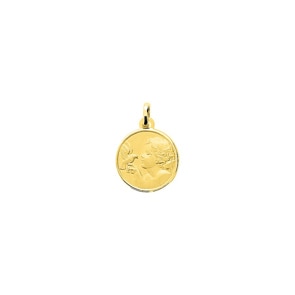 Anhänger rund 375/9 K Gelbgold Schutzengel mit Taube