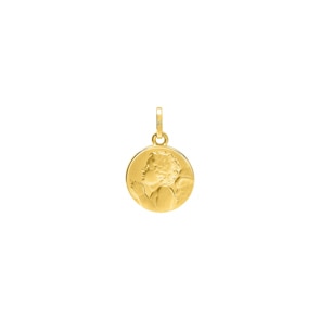 Anhänger rund 375/9 K Gelbgold Schutzengel Ø 13mm