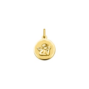 Anhänger rund 375/9 K Gelbgold Schutzengel Ø 13mm