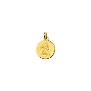 Anhänger rund 375/9 K Gelbgold Schutzengel Ø 15mm