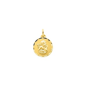 Anhänger rund 375/9 K Gelbgold Schutzengel Ø 15mm