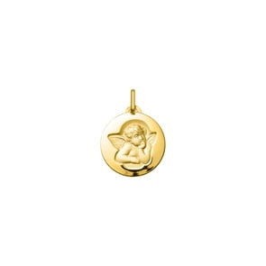 Anhänger rund 375/9 K Gelbgold Schutzengel Ø 15mm
