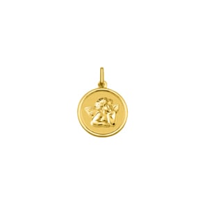 Anhänger rund 375/9 K Gelbgold Schutzengel Ø 15mm