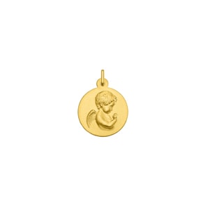 Anhänger rund 375/9 K Gelbgold Schutzengel Ø 16mm
