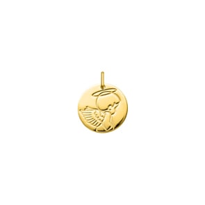 Anhänger rund 375/9 K Gelbgold Schutzengel Ø 16mm