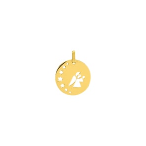 Anhänger rund 375/9 K Gelbgold Schutzengel & Sterne