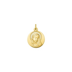 Pendentif ronde or jaune 750/18 ct Vierge marie