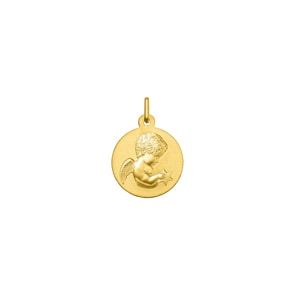 Anhänger rund 750/18 K Gelbgold Schutzengel Ø 16mm