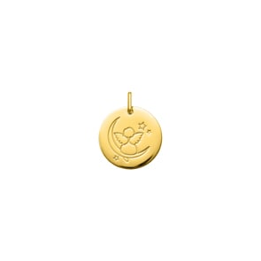 Anhänger rund 750/18 K Gelbgold Schutzengel Ø 16mm