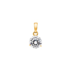 Pendentif solitaire or jaune 750/18 ct avec zircone Ø 8mm