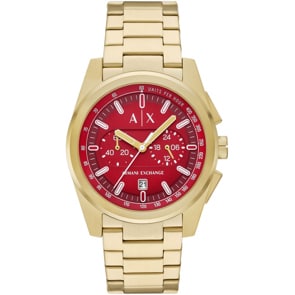 Armani Exchange Parker Chronograph Goldig / Rot 42mm