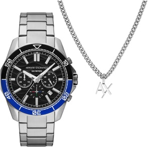 Armani Exchange Spencer Chronograph Silbrig / Schwarz 44mm Set