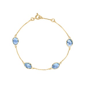 Armband 375/9 K Gelbgold mit Blautopasen