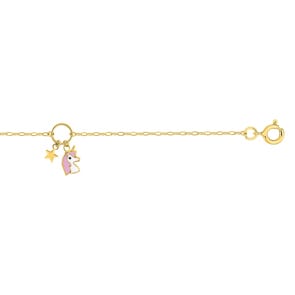 Armband 375/9 K Gelbgold mit Einhorn & Stern Charms