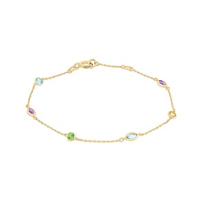 Bracelet or jaune 375/9 ct avec multi-pierres fines
