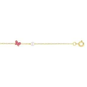 Armband 375/9 K Gelbgold mit Schmetterling & Perle