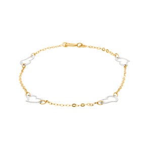 Bracelet or bicolore 750/18 ct 18cm, Cœurs