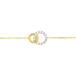 Bracelet or jaune 750/18 ct bicolore avec zircones