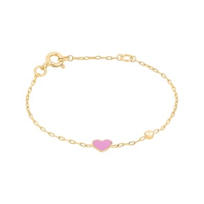 Armband 750/18 K Gelbgold Herz lackiert