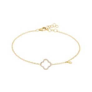 Armband 750/18 K Gelbgold mit Diamanten 0.09 ct H/si, Kleeblatt