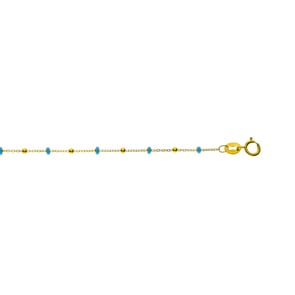 Bracelet or jaune 750/18 ct avec avec boules en or et emaille bleu