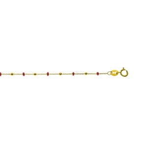 Armband 750/18 K Gelbgold mit Kugeln in Gold & Emaille pink