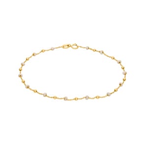 Armband 750/18 K Gelbgold mit Kugeln in Gold & Emaille weiss