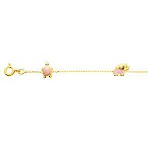 Armband 750/18 K Gelbgold mit rosa Lack