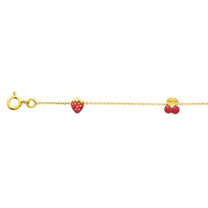 Armband 750/18 K Gelbgold mit rotem Lack