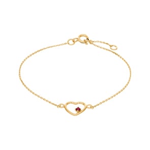 Bracelet or jaune 750/18 ct avec rubis, Cœur