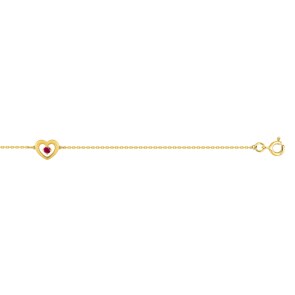 Bracelet or jaune 750/18 ct avec rubis, Cœur