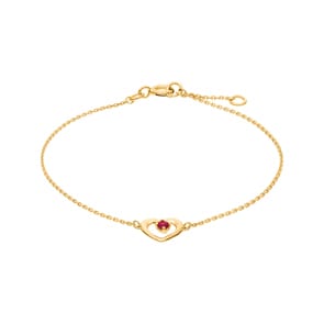 Bracelet or jaune 750/18 ct avec rubis, Cœur