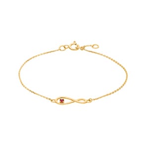 Bracelet or jaune 750/18 ct avec rubis, Infinity