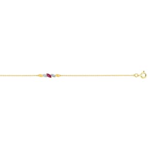 Armband 750/18 K Gelbgold mit Rubin Marquise und Diamanten 0.01ct.