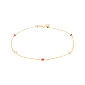 Armband 750/18 K Gelbgold mit Rubinen & Diamanten 0.06 ct H/si