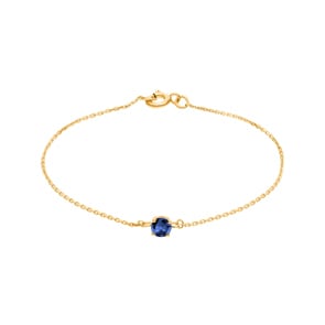 Bracelet or jaune 750/18 ct avec saphir 4 griffes