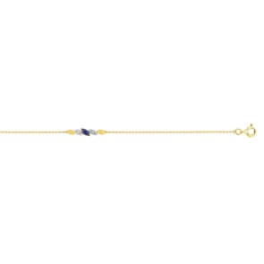 Armband 750/18 K Gelbgold mit Saphir Marquise und Diamanten 0.01ct.