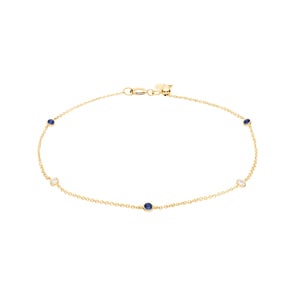 Armband 750/18 K Gelbgold mit Saphiren & Diamanten 0.06 ct H/si
