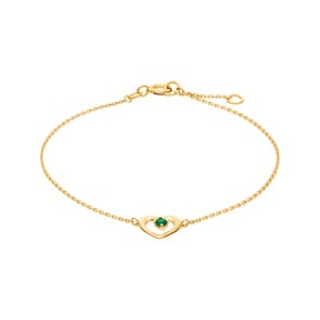 Armband 750/18 K Gelbgold mit Smaragd, Herz