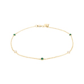 Armband 750/18 K Gelbgold mit Smaragden & Diamanten 0.06 ct H/si