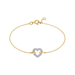 Armband 750/18 K Gelbgold mit Zirkonia, Herz