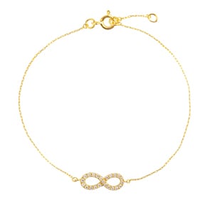 Armband 750/18 K Gelbgold mit Zirkonia, Infinity