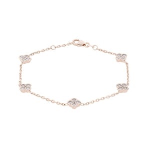 Bracelet or rosé 750/18 ct Trèfles avec diamants 0.81 ct H/si