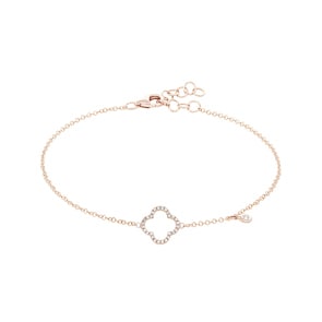 Armband 750/18 K Roségold mit Diamanten 0.09 ct H/si, Kleeblatt