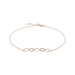 Bracelet or rosé 750/18 ct avec diamants 0.15 ct H/si
