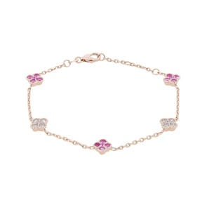 Armband 750/18 K Roségold mit pinken Saphiren & Diamanten 0.32 ct H/si