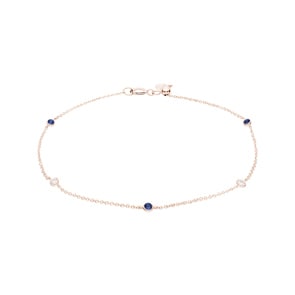 Armband 750/18 K Roségold mit Saphiren & Diamanten 0.06 ct H/si